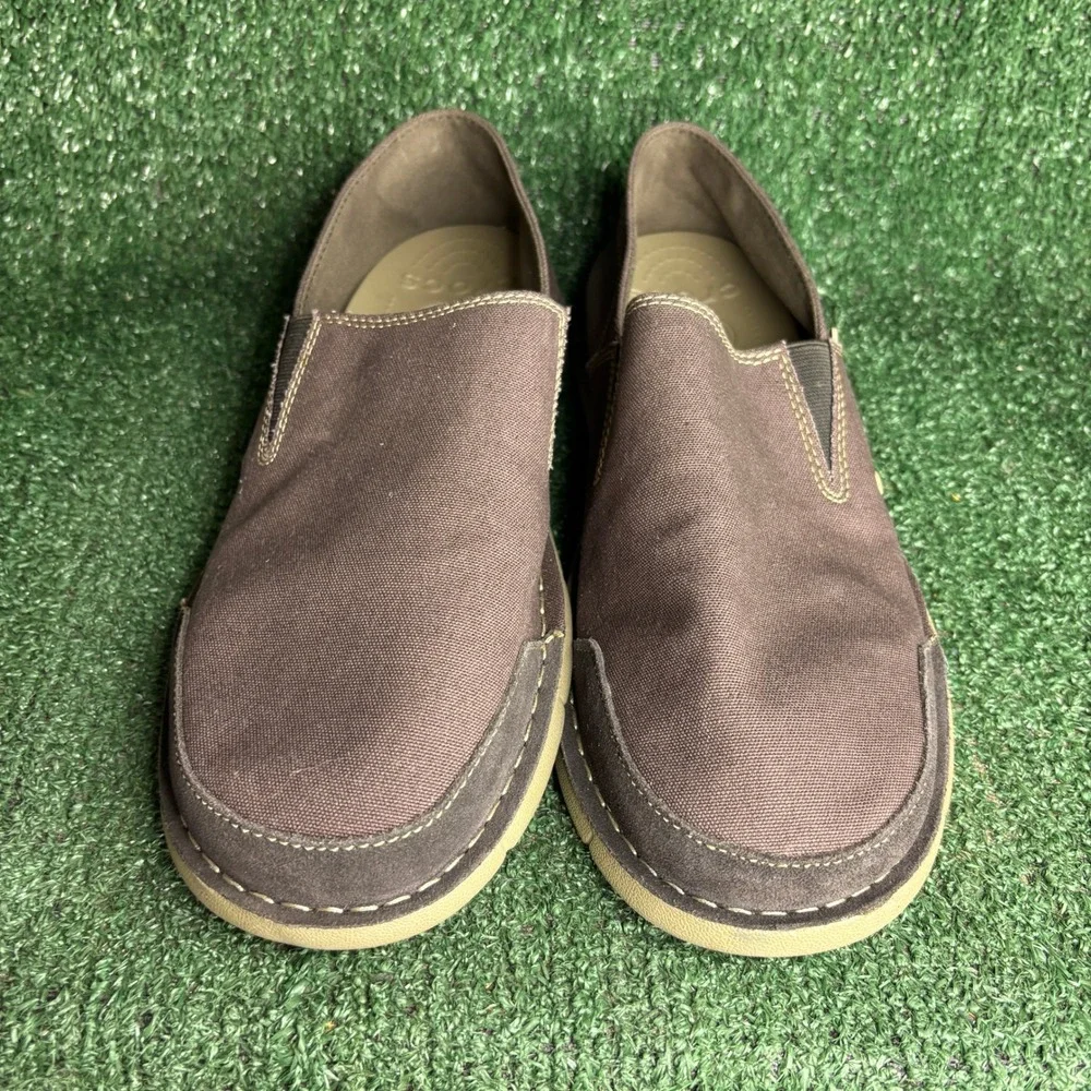 NEW Crocs Cabo Canvas Slip On Loafer Casual Comfort Walking Shoe Brown Mens 12